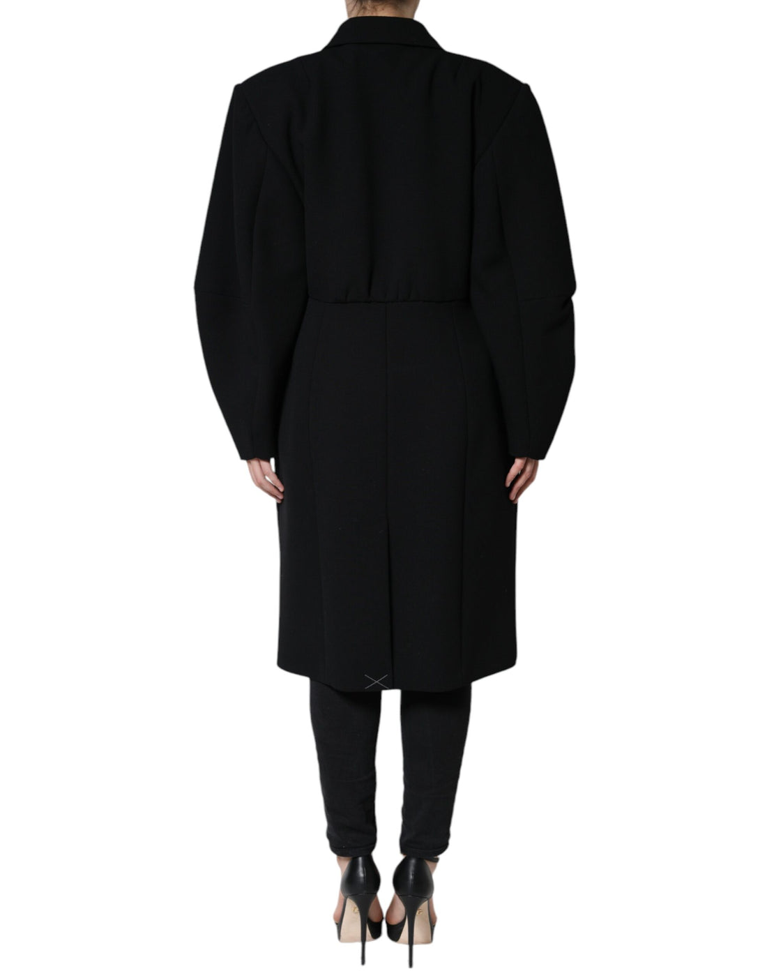 Dolce &amp; Gabbana Black Double Breasted Trench Coat Jacket/IT48|XXL/Black