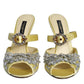 Dolce & Gabbana Yellow Mary Janes Satin Crystal Sandals Shoes/EU35/US5/Yellow