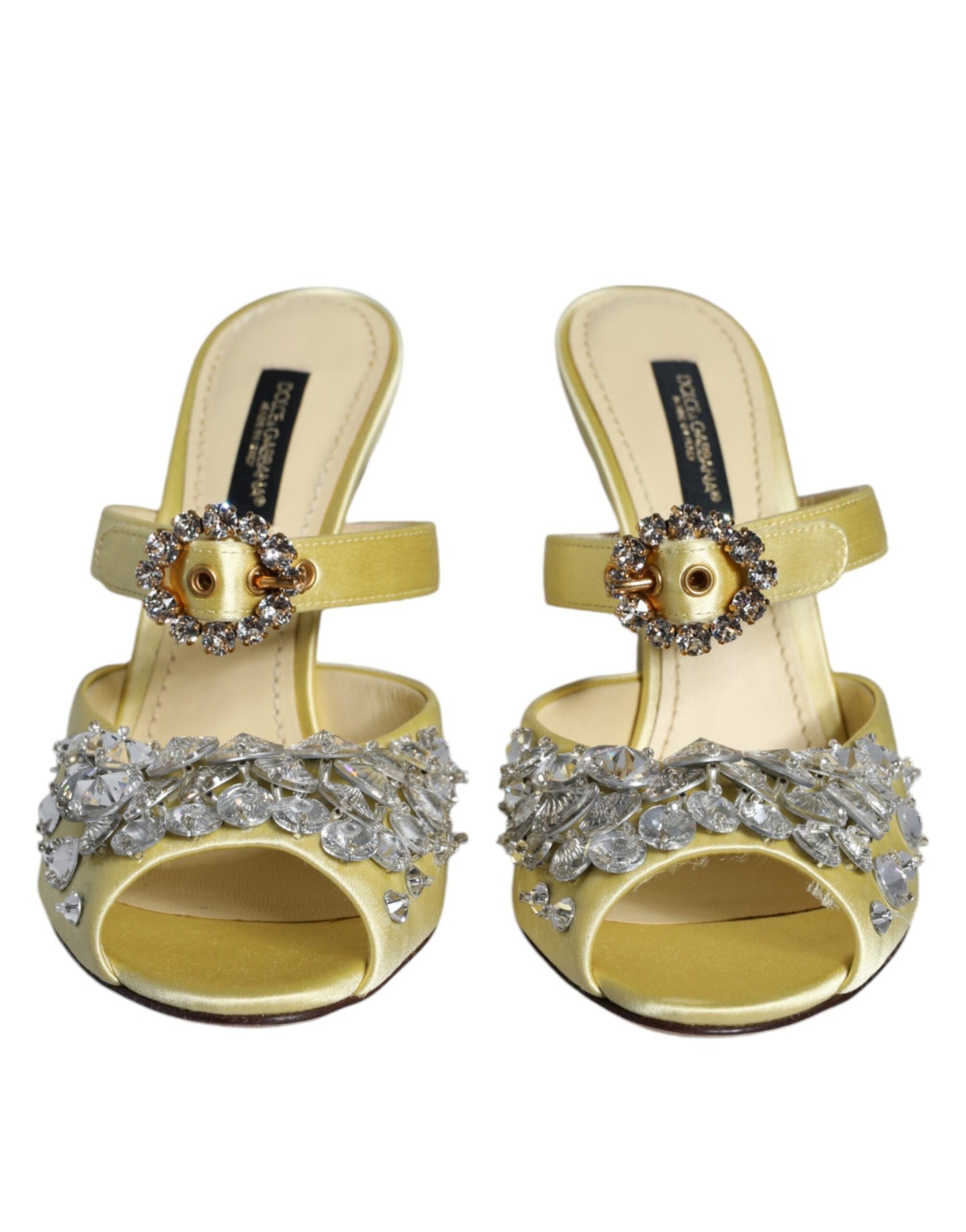 Dolce & Gabbana Yellow Mary Janes Satin Crystal Sandals Shoes/EU35/US5/Yellow