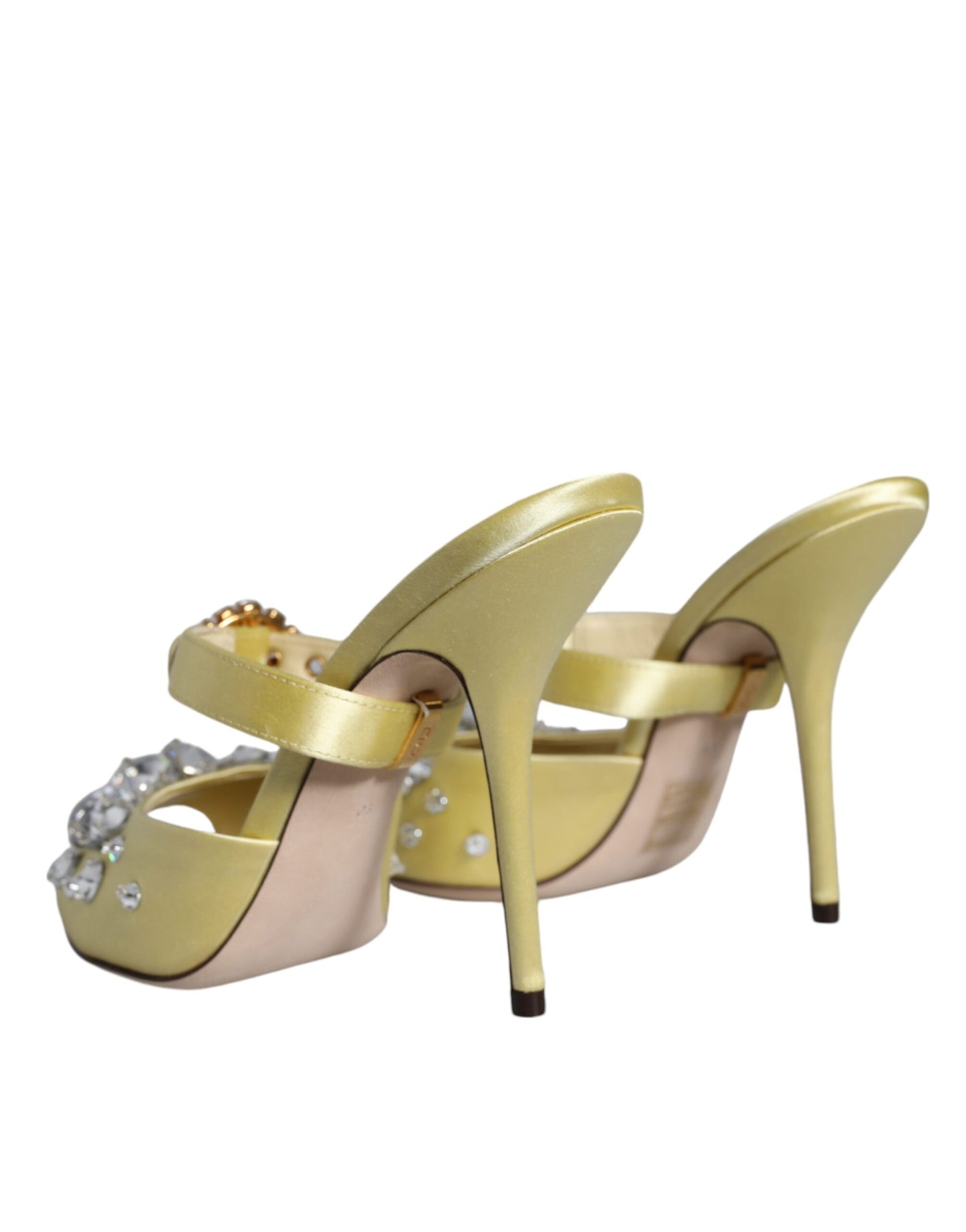 Dolce & Gabbana Yellow Mary Janes Satin Crystal Sandals Shoes/EU35/US5/Yellow