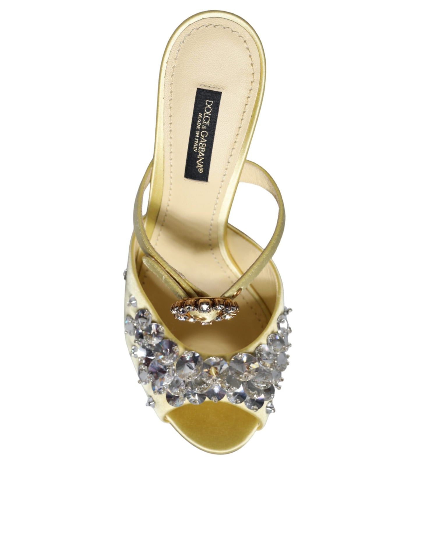 Dolce & Gabbana Yellow Mary Janes Satin Crystal Sandals Shoes/EU35/US5/Yellow