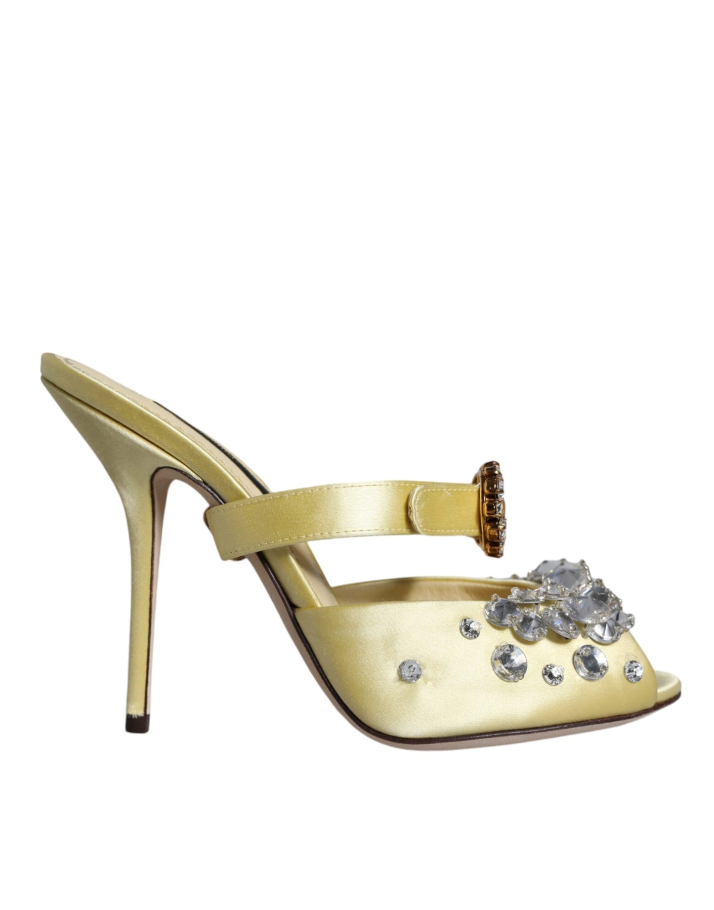 Dolce & Gabbana Yellow Mary Janes Satin Crystal Sandals Shoes/EU35/US5/Yellow