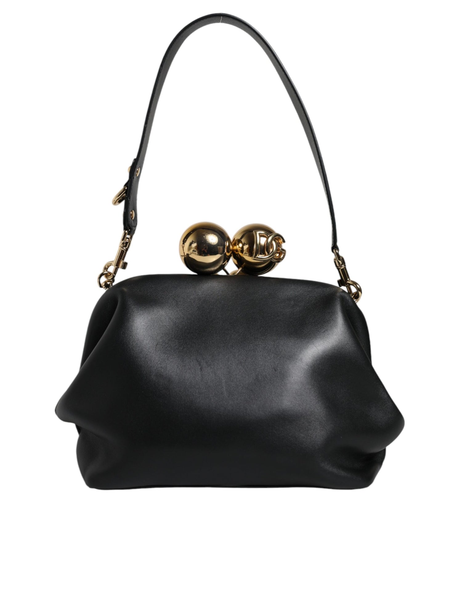 Dolce &amp; Gabbana Black Calfskin Leather Shoulder Clutch Bag/Black