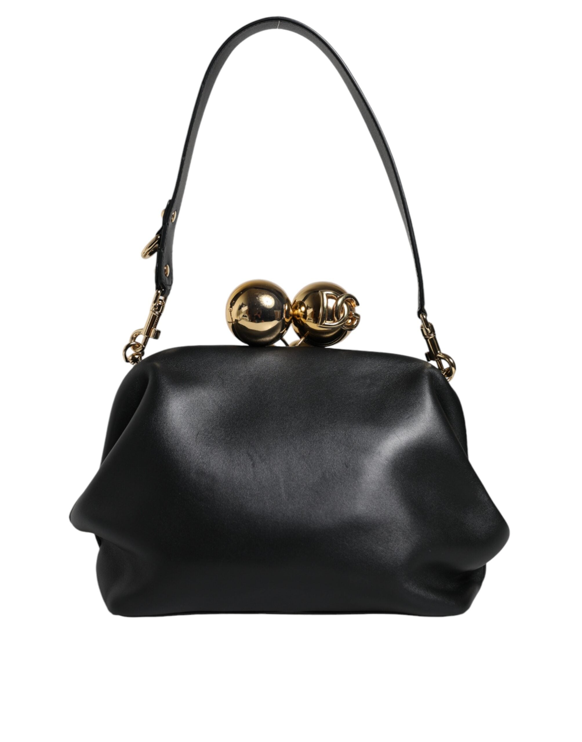 Dolce &amp; Gabbana Black Calfskin Leather Shoulder Clutch Bag/Black