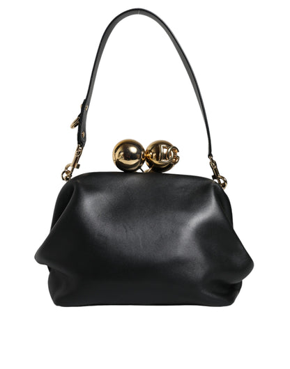 Dolce &amp; Gabbana Black Calfskin Leather Shoulder Clutch Bag/Black