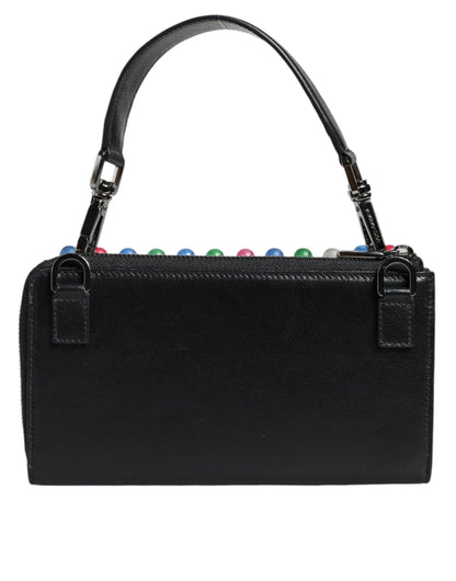 Dolce &amp; Gabbana Black Leather Lighted Top Handle Handbag Bag/one size/Black
