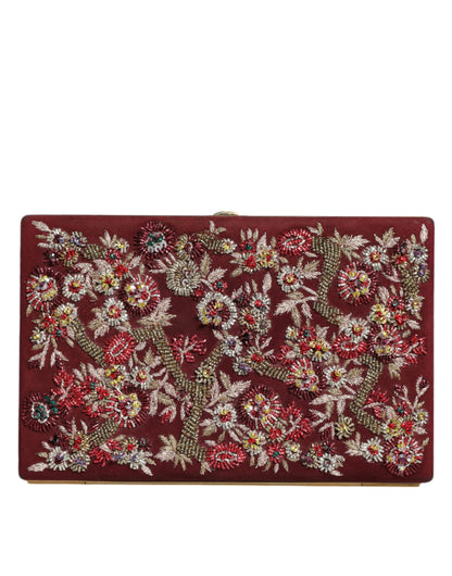 Dolce &amp; Gabbana Bordeaux Velvet Gold Frame Clutch Evening Bag/Bordeaux