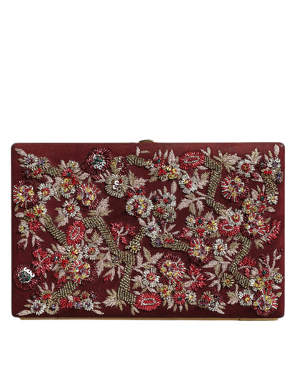 Dolce &amp; Gabbana Bordeaux Velvet Gold Frame Clutch Evening Bag/Bordeaux