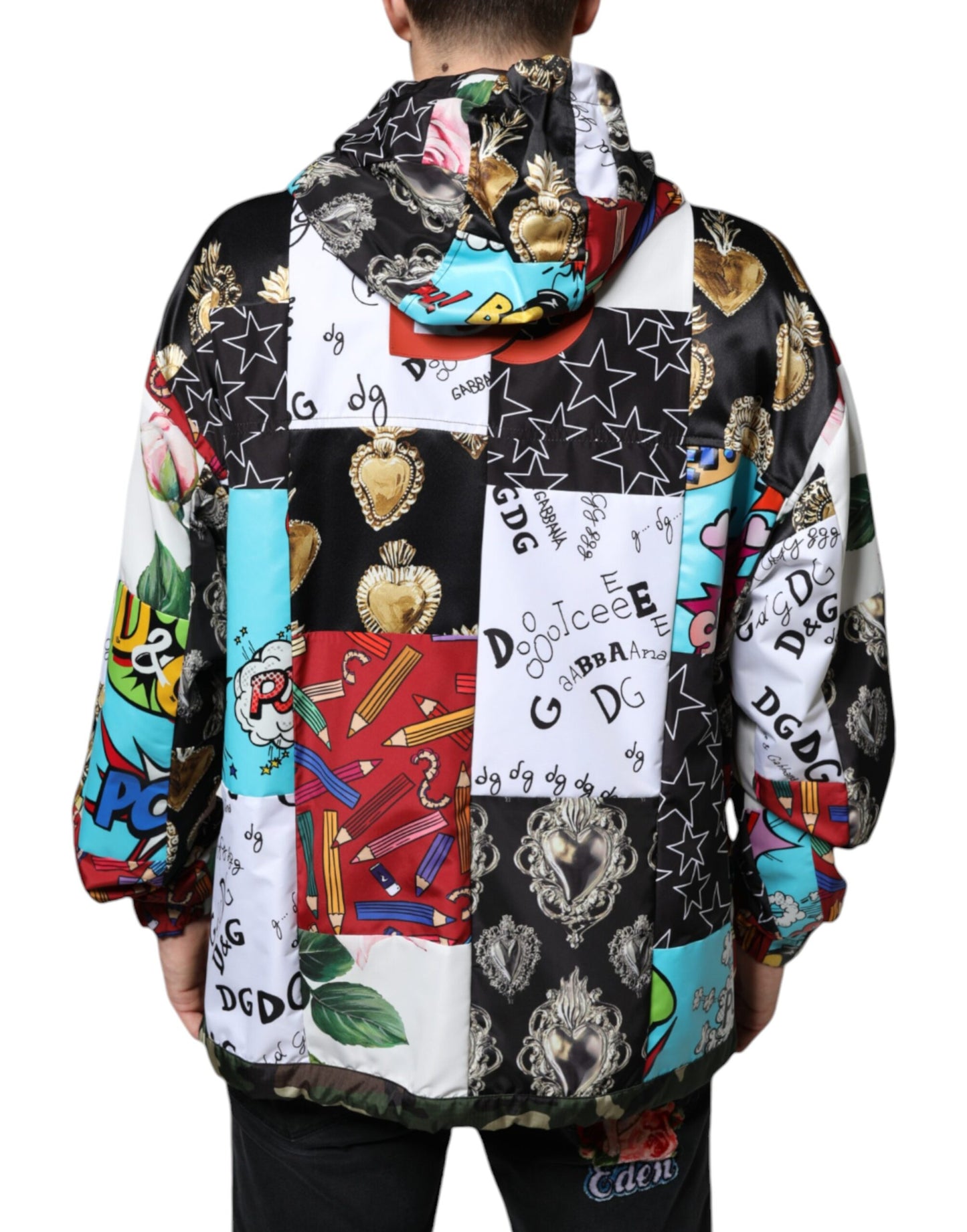 Dolce & Gabbana Multicolor Patchwork Cotton Hooded Jacket/IT54 | XL/Multicolor