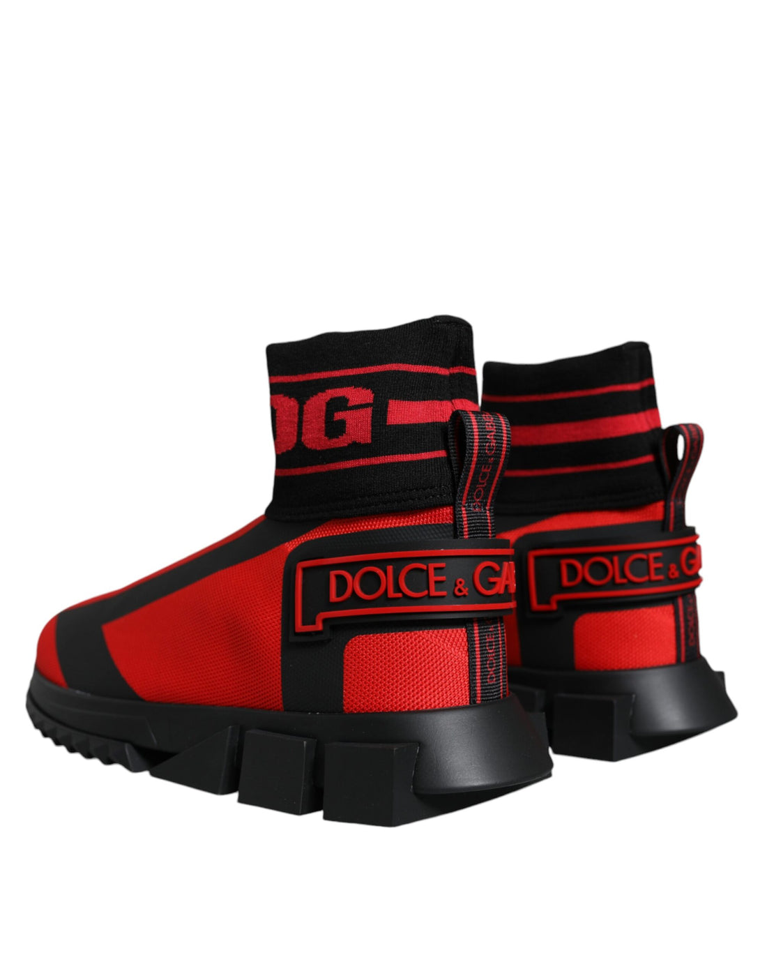 Dolce &amp; Gabbana Red Black Fabric High Top Sorrento Sneakers Shoes/EU40/US7/Black and Red