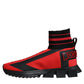 Dolce & Gabbana Red Black Fabric High Top Sorrento Sneakers Shoes/EU40/US7/Black and Red