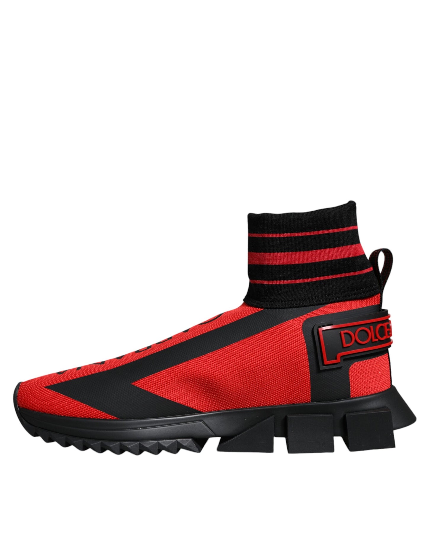 Dolce & Gabbana Red Black Fabric High Top Sorrento Sneakers Shoes/EU40/US7/Black and Red