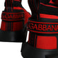 Dolce & Gabbana Red Black Fabric High Top Sorrento Sneakers Shoes/EU40/US7/Black and Red