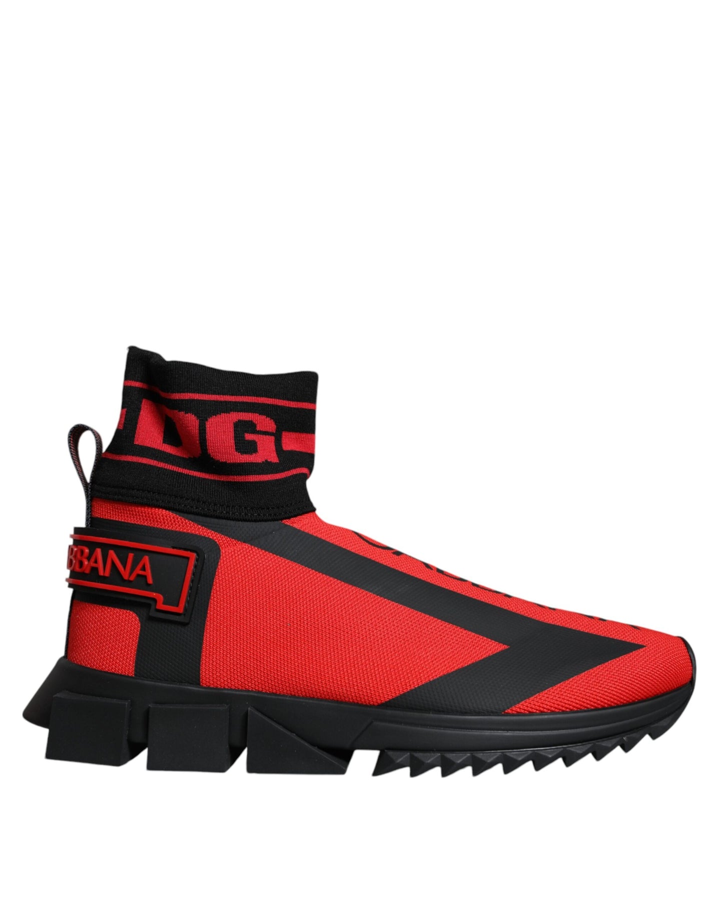 Dolce & Gabbana Red Black Fabric High Top Sorrento Sneakers Shoes/EU40/US7/Black and Red