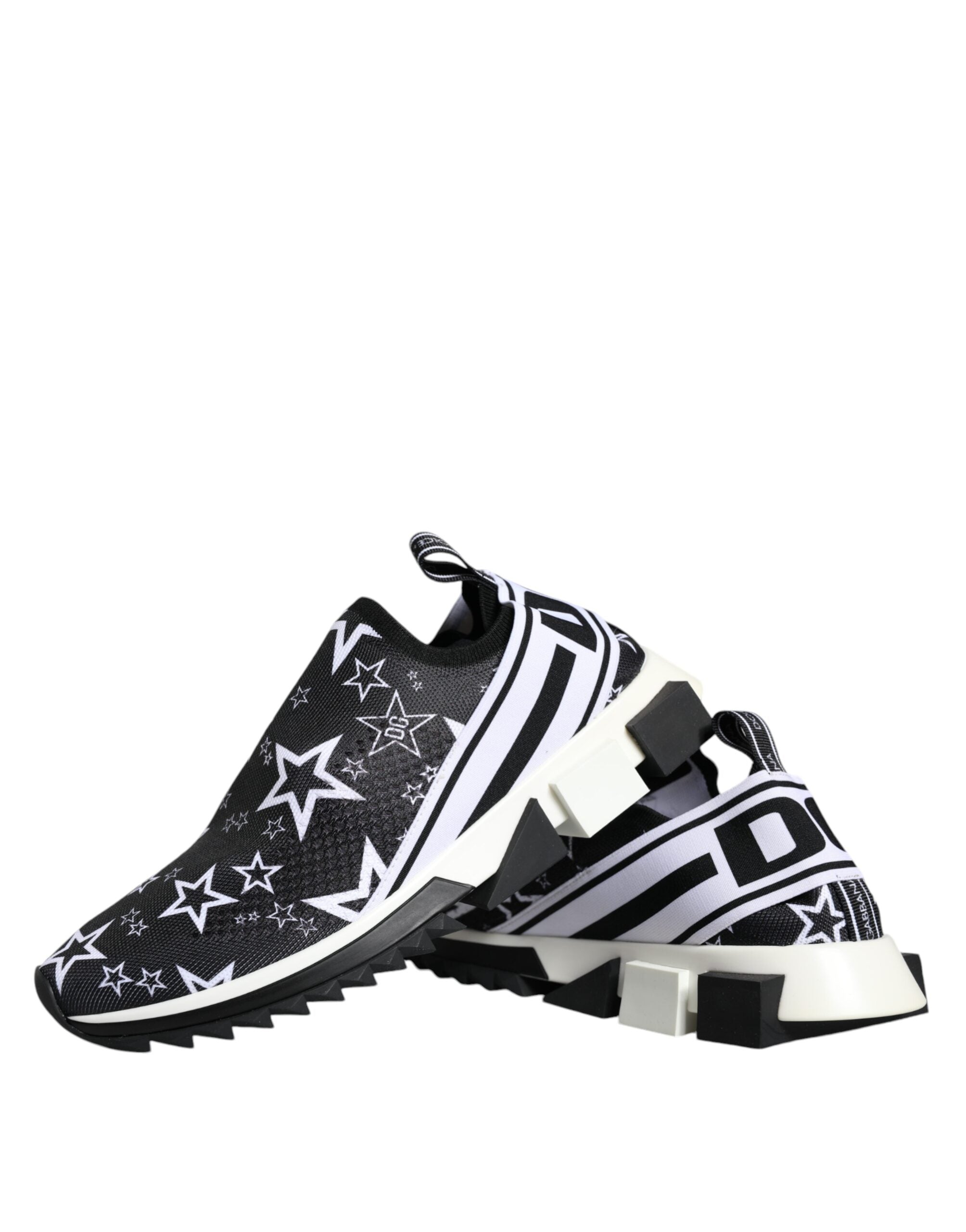 Dolce &amp; Gabbana Black White Star Print Sorrento Sneakers Shoes/EU42.5/US9.5/Black and White