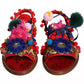 Dolce & Gabbana Multicolor Pom Pom Fur Wrap Sandals Shoes/EU39/US9/Multicolor