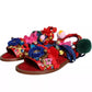 Dolce & Gabbana Multicolor Pom Pom Fur Wrap Sandals Shoes/EU39/US9/Multicolor