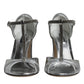 Dolce & Gabbana Silver Leather T-strap Heels Sandals Shoes/EU38/US8/Silver