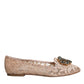 Dolce & Gabbana Dolce & Gabbana Beige Lace Crystal Ballet Flats Loafers Shoes/EU40/US10/Beige