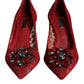 Dolce & Gabbana Red Taormina Lace Crystal Heels Pumps Shoes/EU39/US9/Red