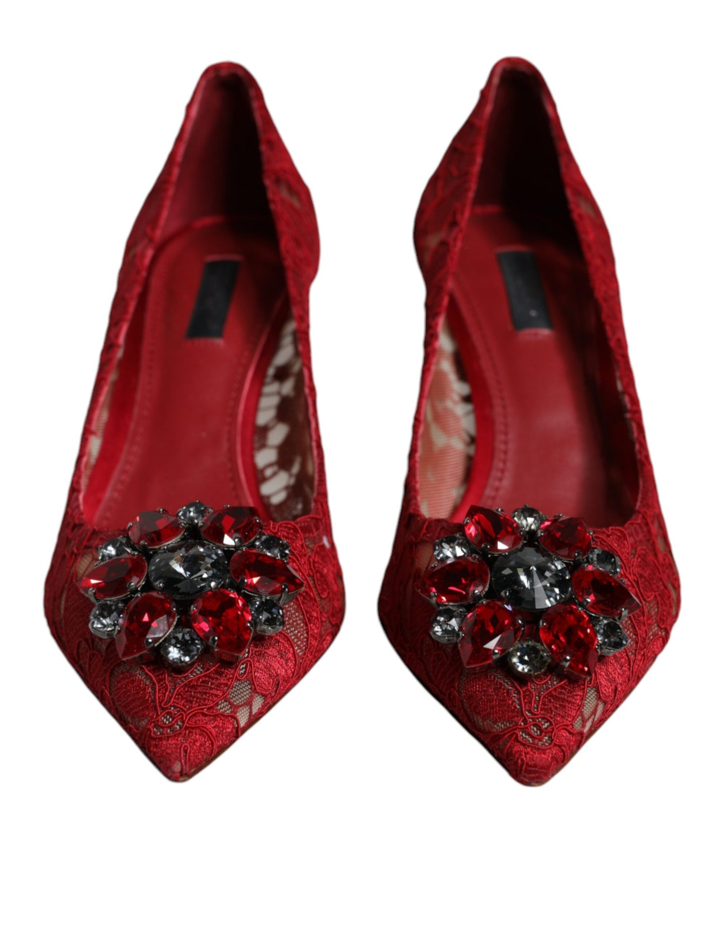 Dolce & Gabbana Red Taormina Lace Crystal Heels Pumps Shoes/EU39/US9/Red