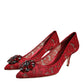 Dolce & Gabbana Red Taormina Lace Crystal Heels Pumps Shoes/EU39/US9/Red