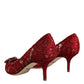 Dolce & Gabbana Red Taormina Lace Crystal Heels Pumps Shoes/EU39/US9/Red