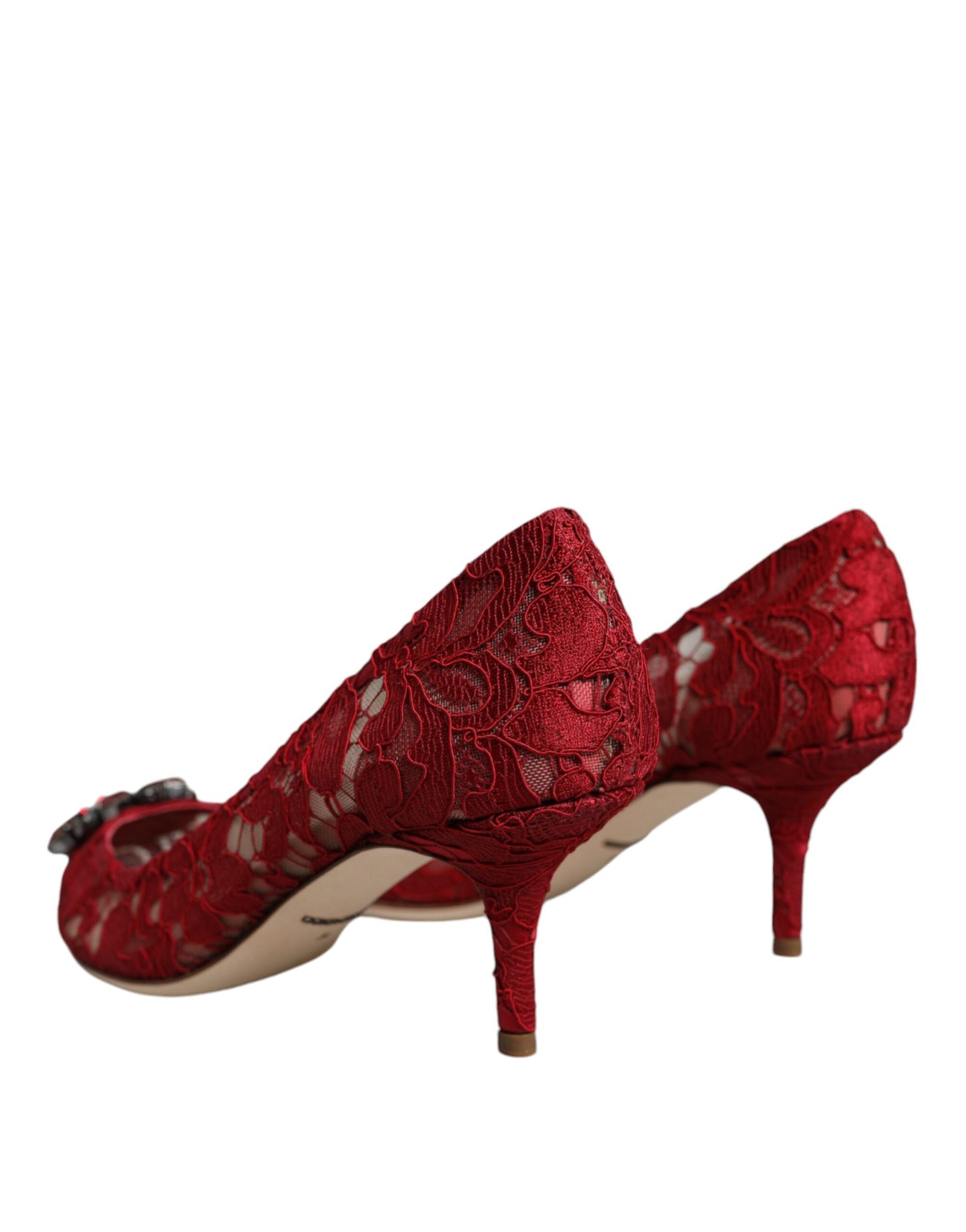 Dolce & Gabbana Red Taormina Lace Crystal Heels Pumps Shoes/EU39/US9/Red