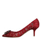 Dolce & Gabbana Red Taormina Lace Crystal Heels Pumps Shoes/EU39/US9/Red