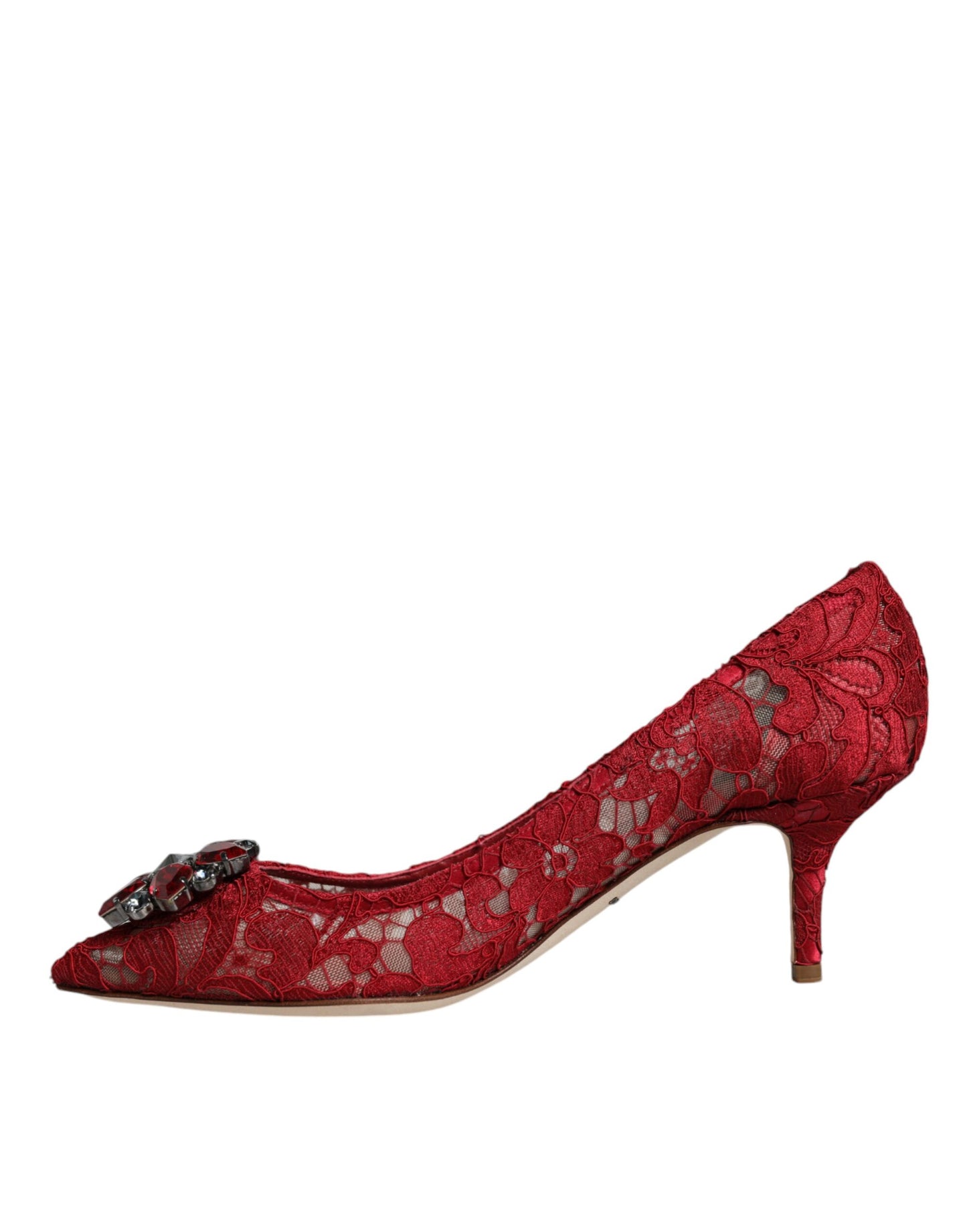 Dolce & Gabbana Red Taormina Lace Crystal Heels Pumps Shoes/EU39/US9/Red