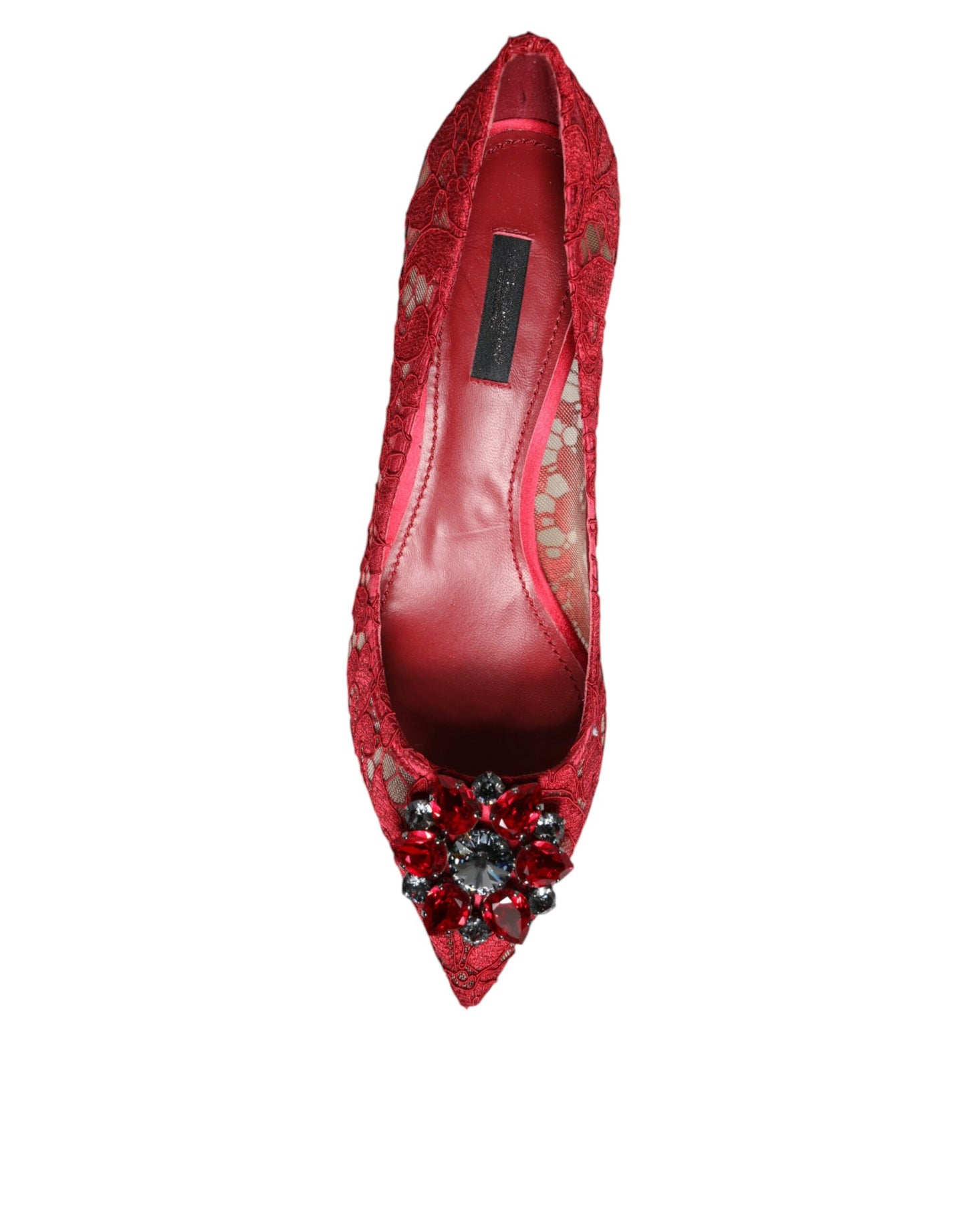 Dolce & Gabbana Red Taormina Lace Crystal Heels Pumps Shoes/EU39/US9/Red