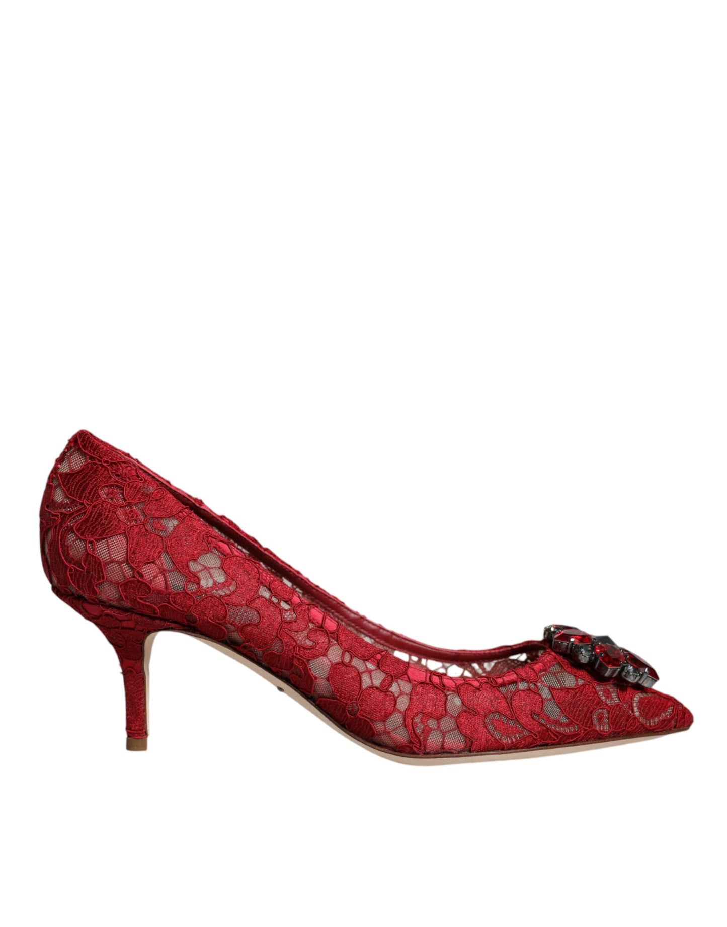 Dolce & Gabbana Red Taormina Lace Crystal Heels Pumps Shoes/EU39/US9/Red