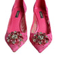 Dolce & Gabbana Pink Taormina Lace Crystal Heels Pumps Shoes/EU38/US8/Pink