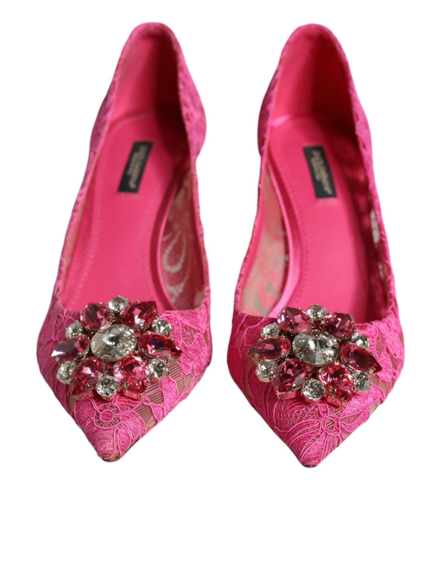 Dolce & Gabbana Pink Taormina Lace Crystal Heels Pumps Shoes/EU38/US8/Pink