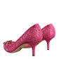 Dolce & Gabbana Pink Taormina Lace Crystal Heels Pumps Shoes/EU38/US8/Pink