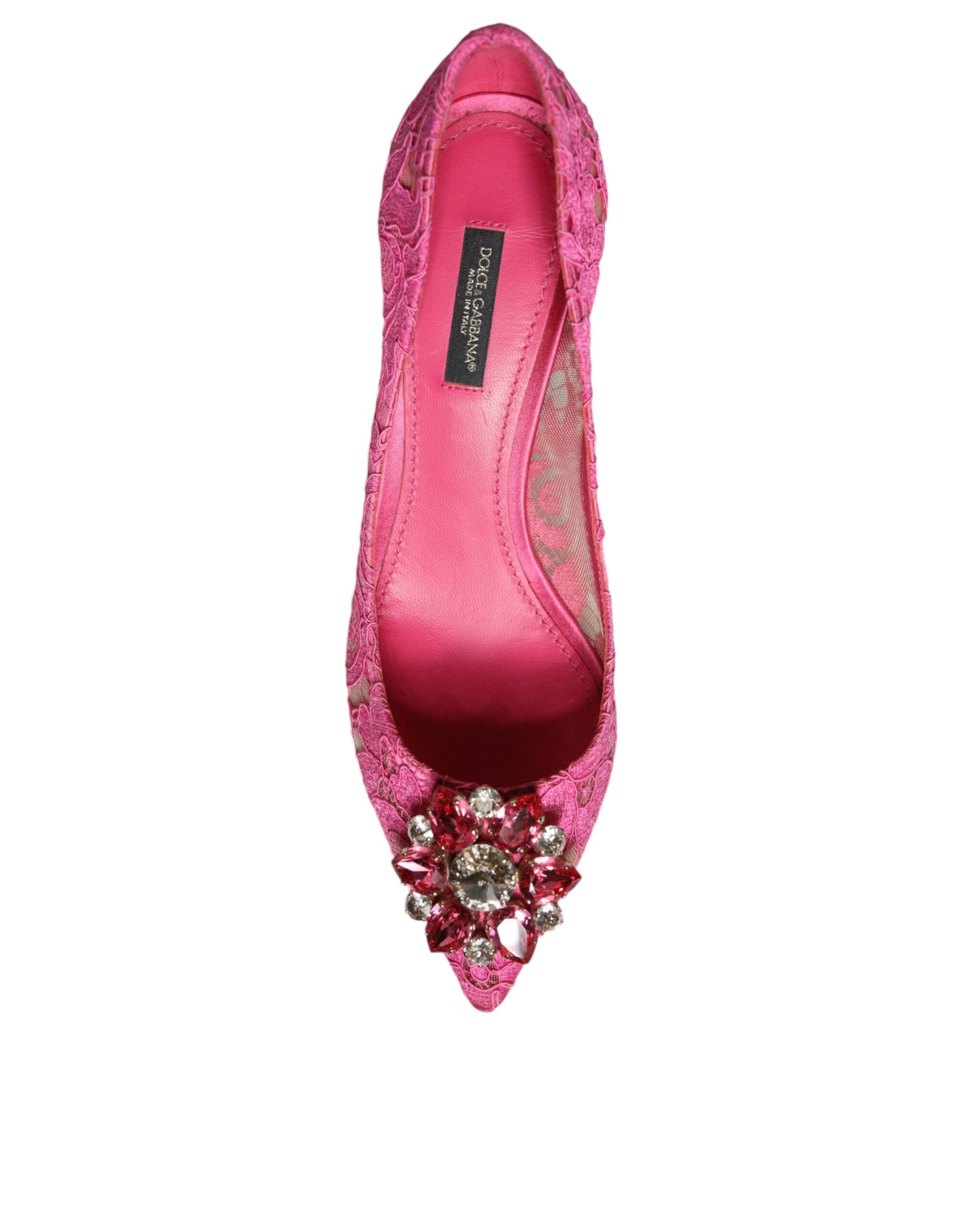 Dolce & Gabbana Pink Taormina Lace Crystal Heels Pumps Shoes/EU38/US8/Pink