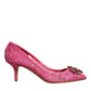 Dolce & Gabbana Pink Taormina Lace Crystal Heels Pumps Shoes/EU38/US8/Pink