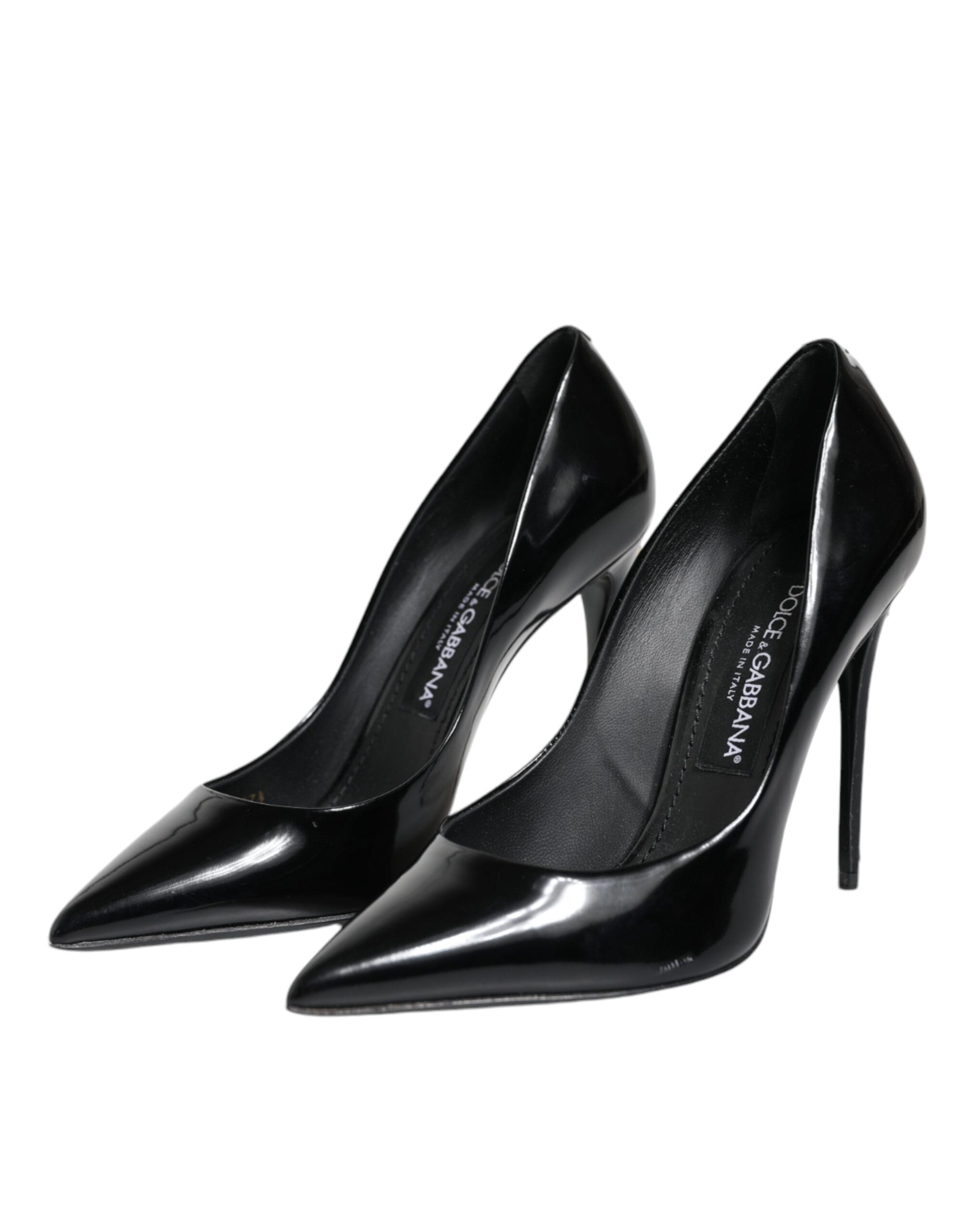 Dolce &amp; Gabbana Black Patent Leather High Heels Pumps Shoes/EU37.5/US7.5/Black