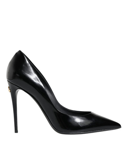 Dolce &amp; Gabbana Black Patent Leather High Heels Pumps Shoes/EU37.5/US7.5/Black