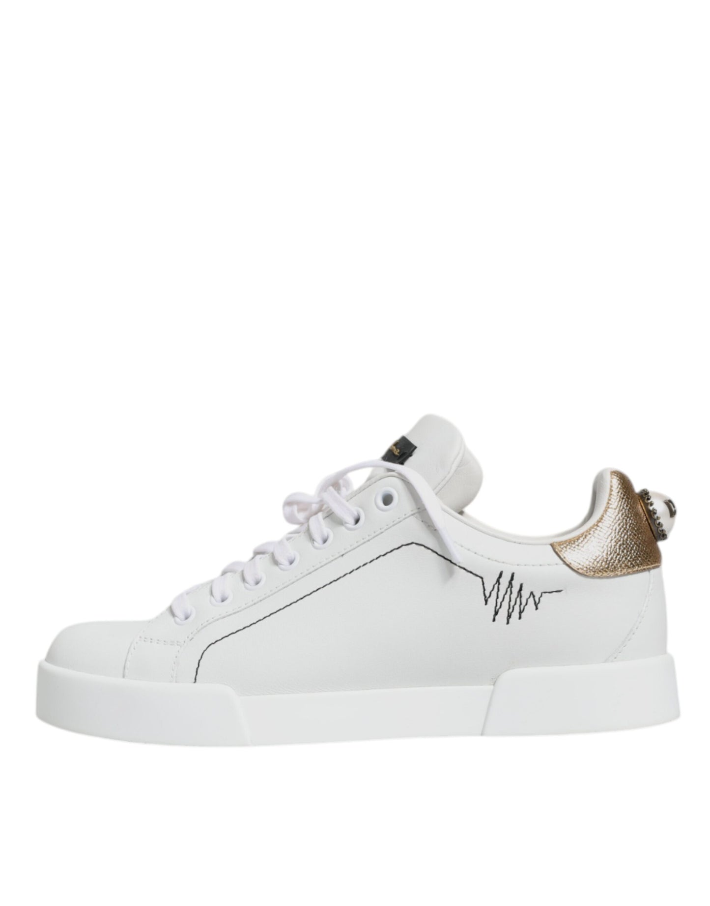 Dolce & Gabbana White Leather Portofino Low Top Sneaker Shoes/EU37/US7/White