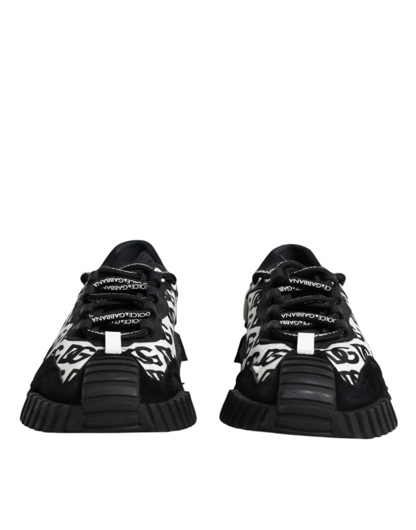 Dolce & Gabbana Black Logo Lace Up Low Top NS1 Sneakers Shoes/EU42/US12/Black and White