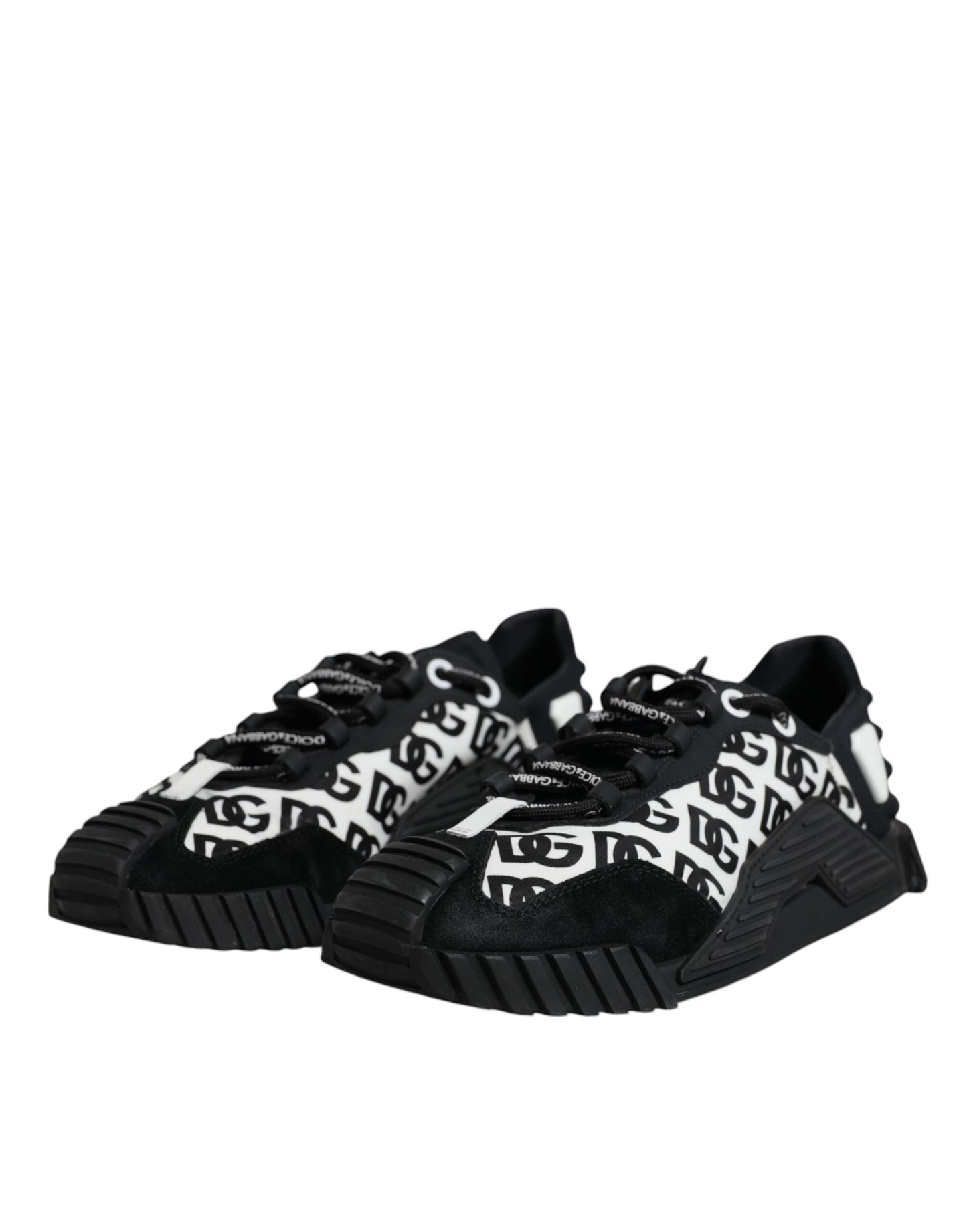 Dolce & Gabbana Black Logo Lace Up Low Top NS1 Sneakers Shoes/EU42/US12/Black and White