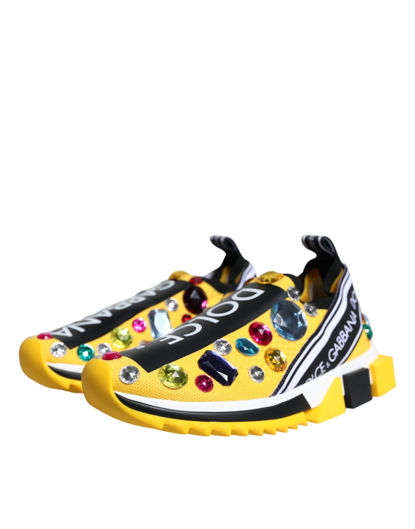 Dolce & Gabbana Yellow Sorrento Crystals Low Top Sneakers Shoes/EU38.5/US8.5/Yellow