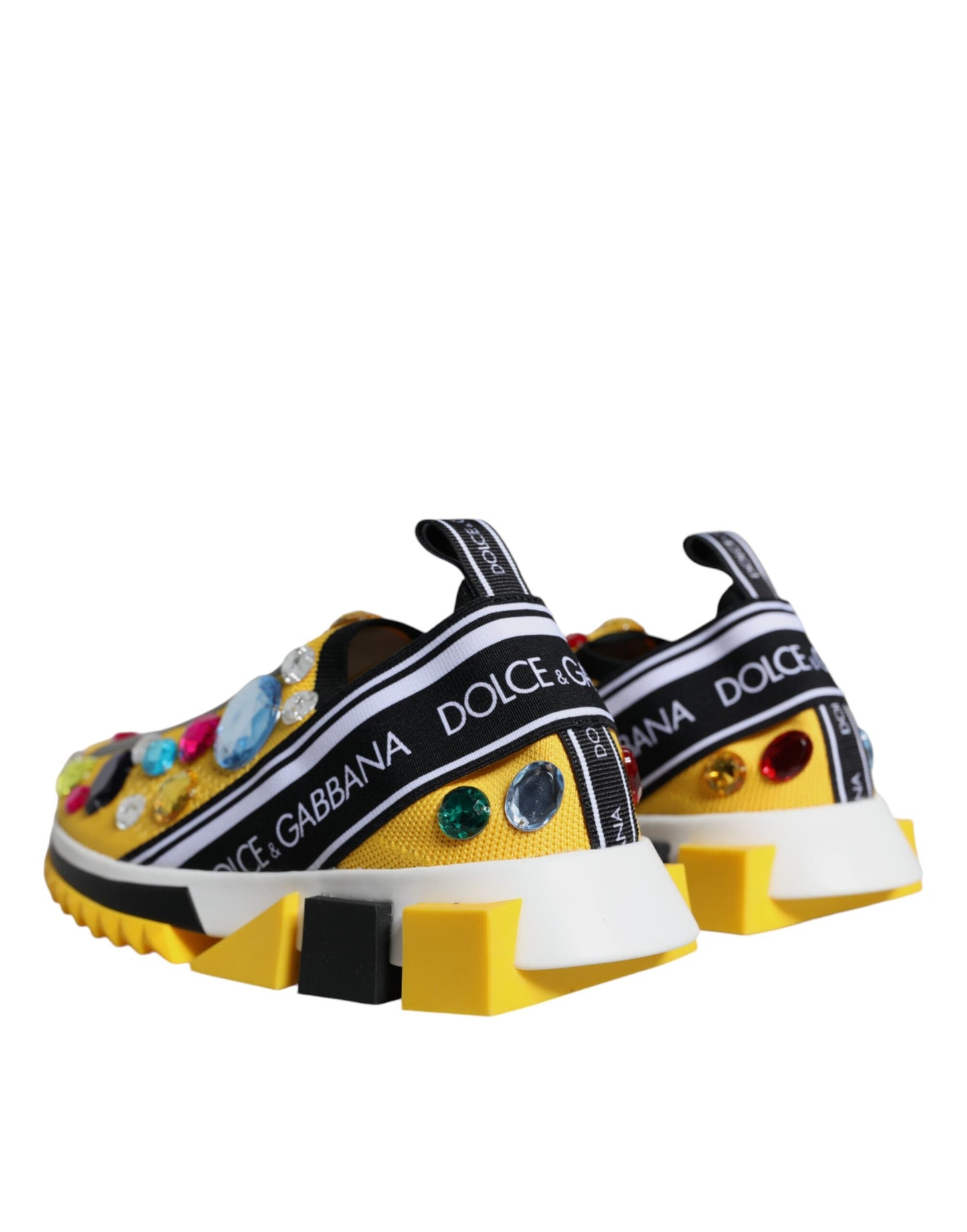 Dolce & Gabbana Yellow Sorrento Crystals Low Top Sneakers Shoes/EU38.5/US8.5/Yellow