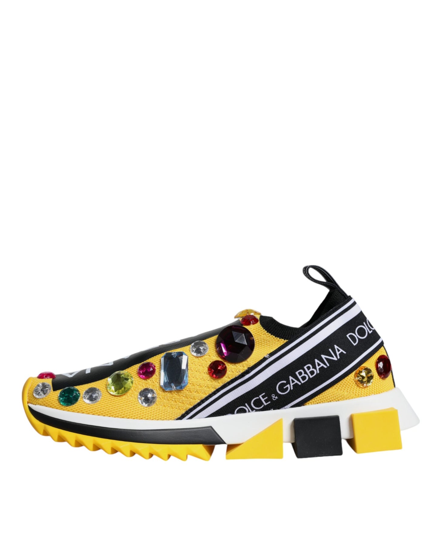 Dolce & Gabbana Yellow Sorrento Crystals Low Top Sneakers Shoes/EU38.5/US8.5/Yellow