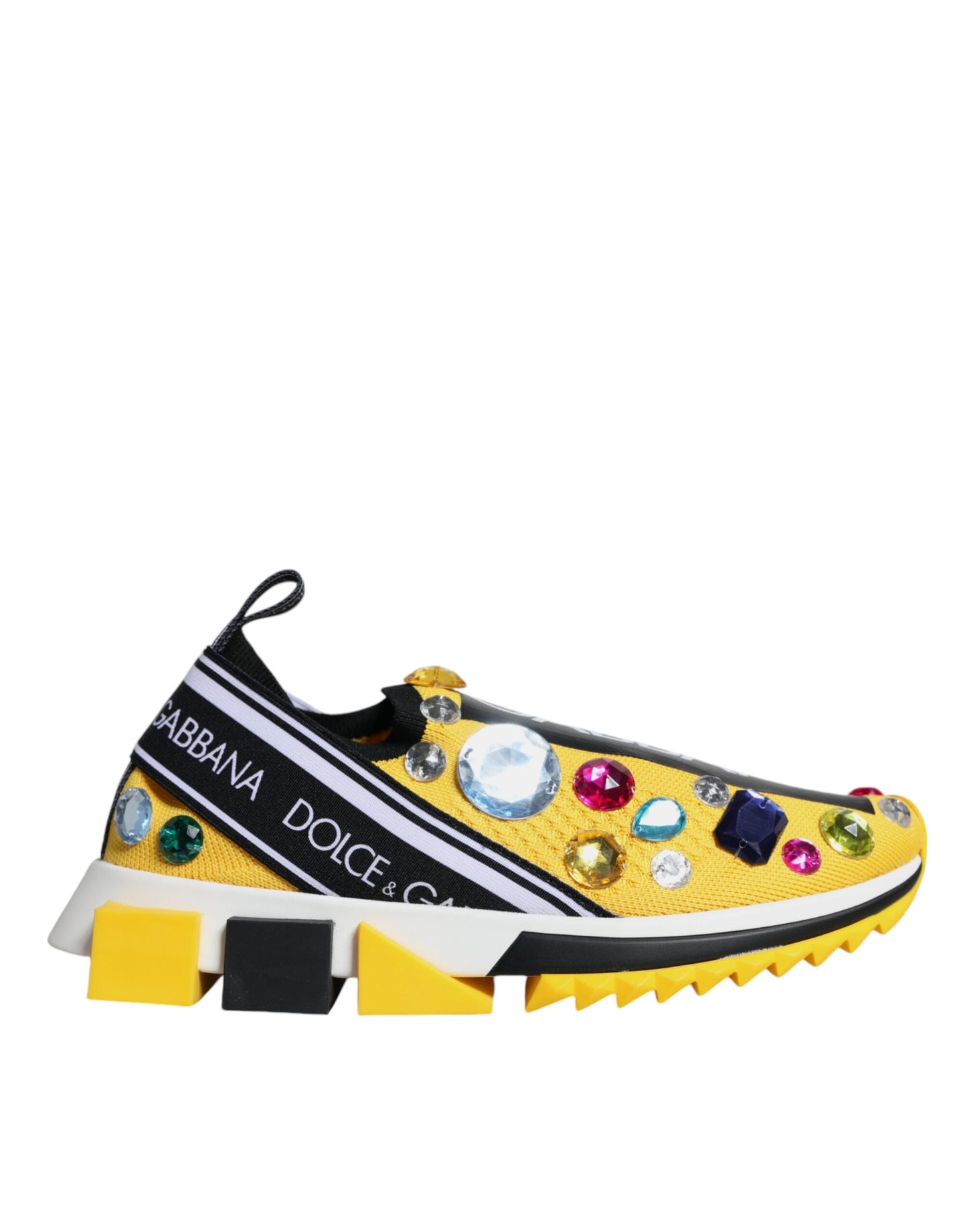 Dolce & Gabbana Yellow Sorrento Crystals Low Top Sneakers Shoes/EU38.5/US8.5/Yellow