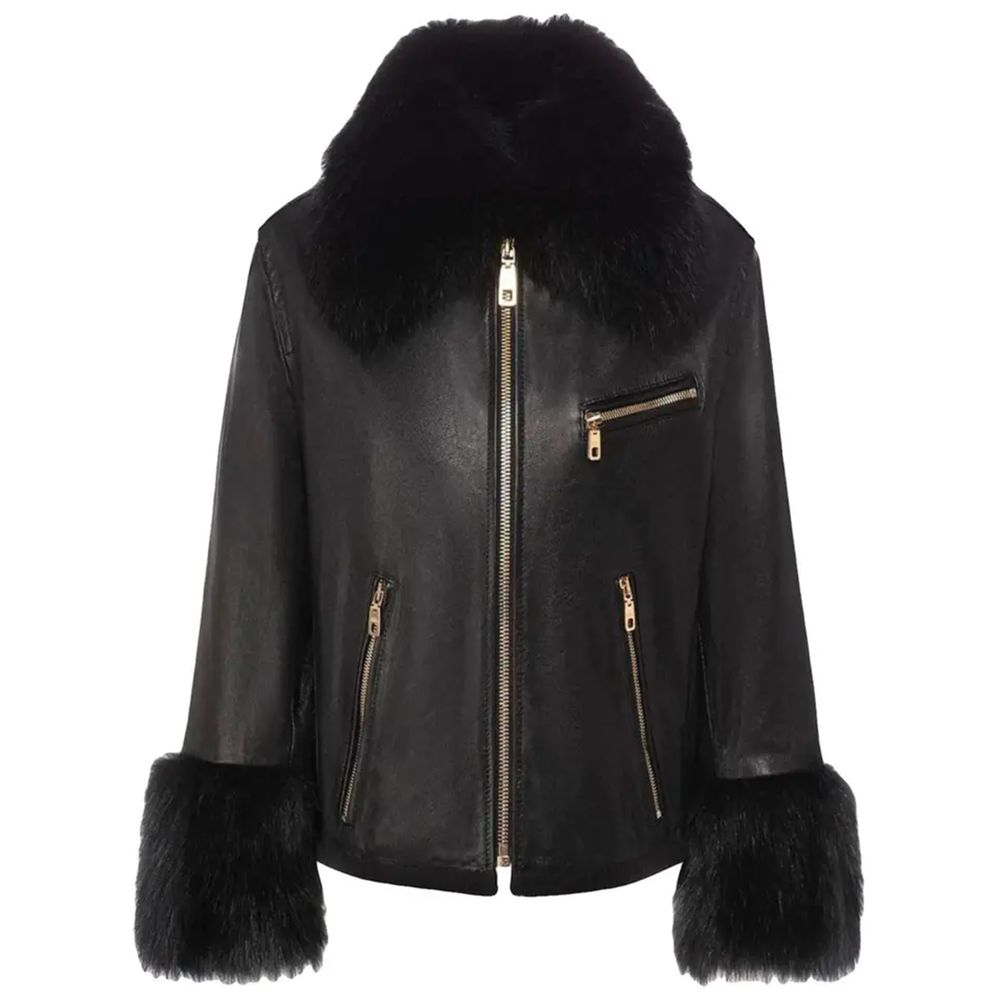 Dolce &amp; Gabbana Black Leather Di Lambskin Jackets &amp; Coat/IT46 | L/Black