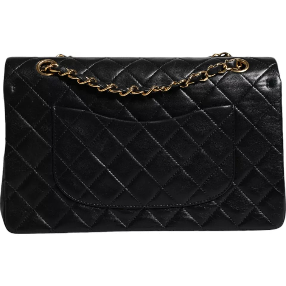 Chanel Black Lambskin Medium Classic Double Flap Quilted Gold Shoulder Bag/one size/Black