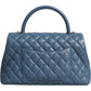 Chanel Dark Blue Flap Top Medium Coco Handle Bag/one size/Blue