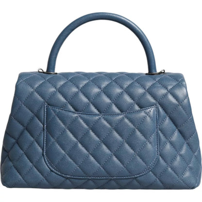 Chanel Dark Blue Flap Top Medium Coco Handle Bag/one size/Blue